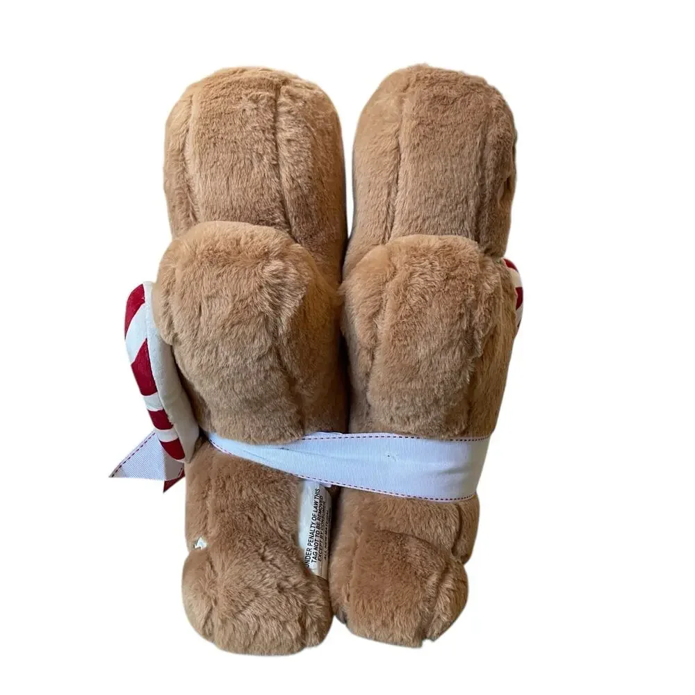 NEW Martha Stewart Faux Fur GINGERBREAD Pillows 18x13 Set of 2 Christmas Decor